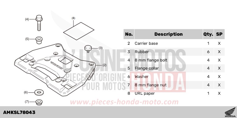 KIT,CARRIER BRKT(PLA) de Africa Twin DCT GRAND PRIX RED (R380B) de 2023